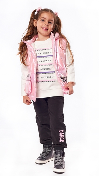 Εβίτα Fashion Παιδικό Σετ 3Τμχ Φόρμας Με Γιλέκο, Ροζ