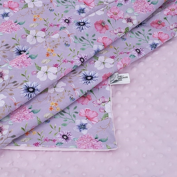 Καρφιτσωμένος Γάτος - Βρεφική Κουβέρτα Βελουτέ Flowers Light Lilac 110x75cm