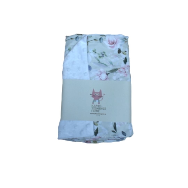 Βρεφική Κουβέρτα Βελουτέ Garden Flowers White Minky 110x75cm