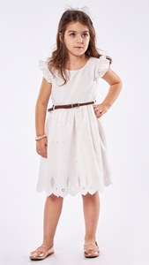 Εβίτα Fashion Παιδικό Φόρεμα Με Ζωνάκι, Λευκό 