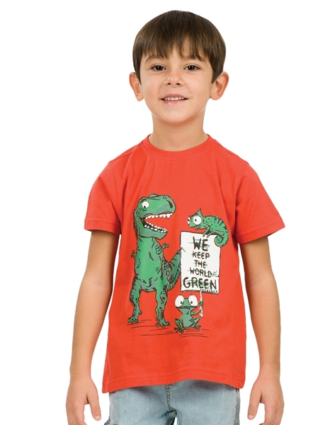 Energiers Παιδική Μπλούζα Τύπωμα Δεινόσαυρος, Πορτοκαλί