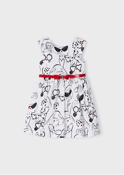 Mayoral Φόρεμα Παιδικό με Ζώνη Κόκκινη, Λευκό