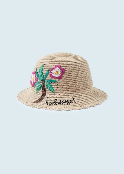 Mayoral Καπέλο Ψάθινο Για Κορίτσι Κέντημα, Ιβίσκος