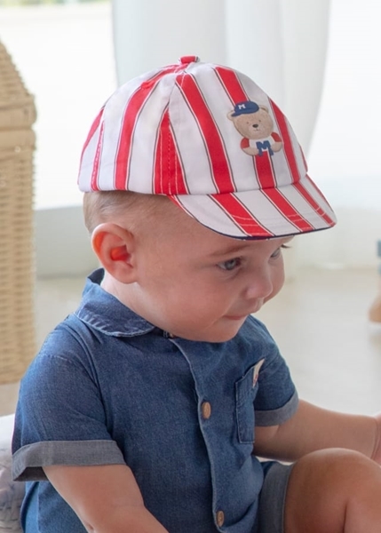 Mayoral Bebe Καπέλο με Γείσο, Κόκκινο Ριγέ