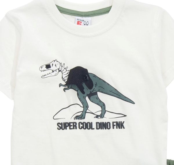 Picture of Funky Παιδικό Σετ Βερμούδα Μακώ Super Cool Dino, Εκρού