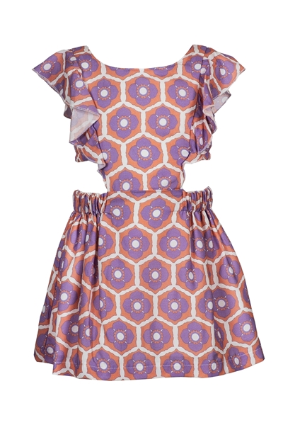 M&B Fashion Παιδικό Φόρεμα Με Άνοιγμα στο Πλάι, Λιλα Ροδακινί 