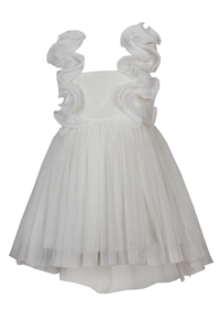 M&B Fashion Παιδικό Αμπιγιέ Φόρεμα Με Τούλι, Λευκό