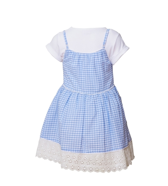 Restart Παιδικό Σετ Φόρεμα Μπλούζα Καρώ, Γαλάζιο