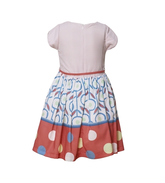 Restart Παιδικό Φόρεμα Με Ζωνάκι Πουά, Βεραμάν Ροδακινί