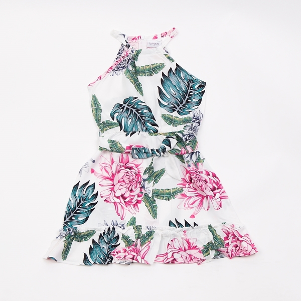 Trax Φόρεμα Με Πουγκί Τύπωμα Λουλούδια, Λευκό