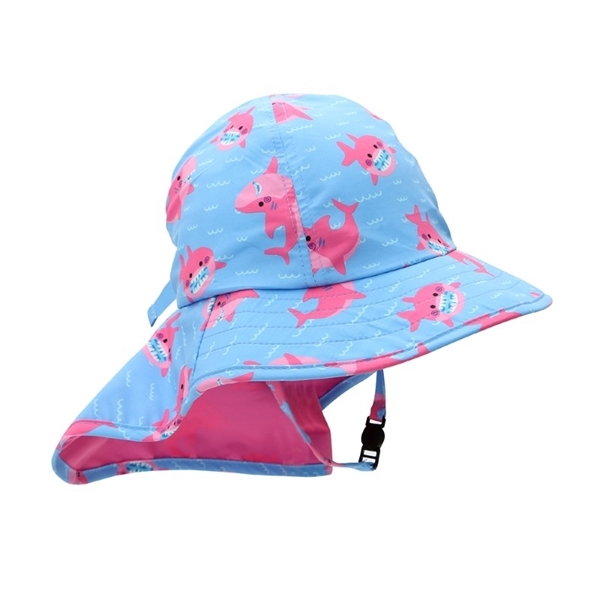 Zoocchini Αντηλιακό Καπέλο με Λαιμό UPF50+ Pink Shark