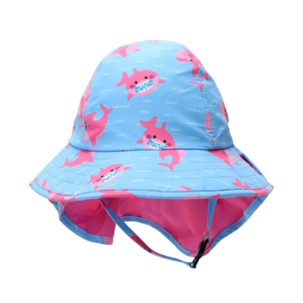 Zoocchini Αντηλιακό Καπέλο με Λαιμό UPF50+ Pink Shark