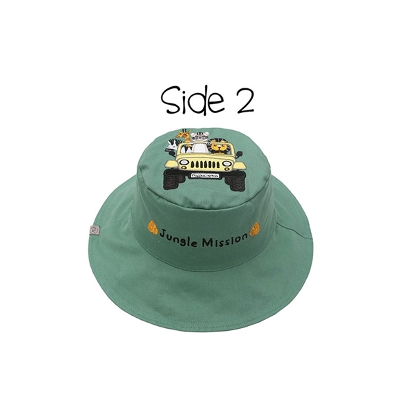 FlapJackKids Αντηλιακό Καπέλο Διπλής Όψης UPF 50+ Tiger/Safari Truck (Cotton)