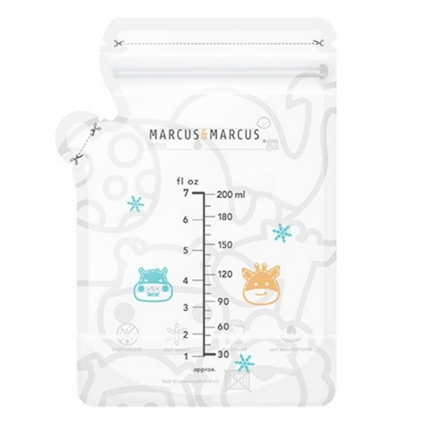 Marcus & Marcus Σακουλάκια Αποθήκευσης Μητρικού Γάλακτος με Φωτεινά Ζωάκια(50 τεμάχια) 