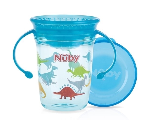 Nuby Κύπελλο Twin Handle 360° Wonder Cup Aqua Dino 240ml