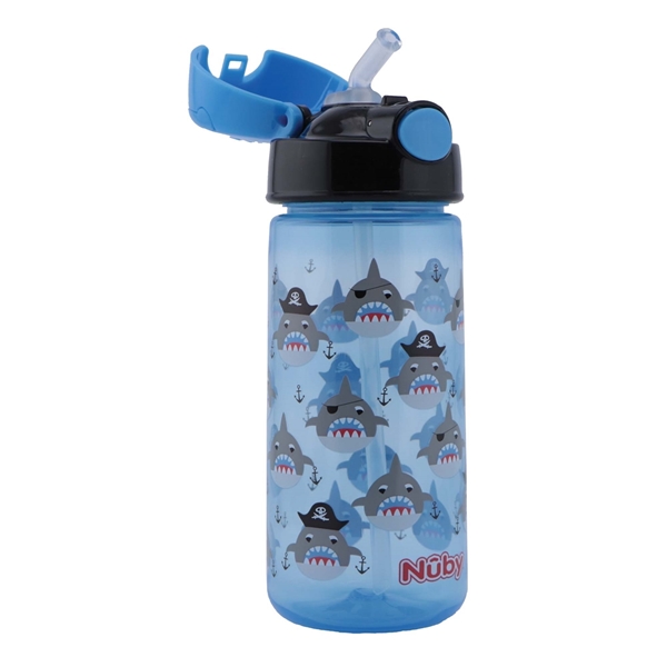 Nuby Παγούρι Soft Straw Push Cup 540ml Blue Sharks
