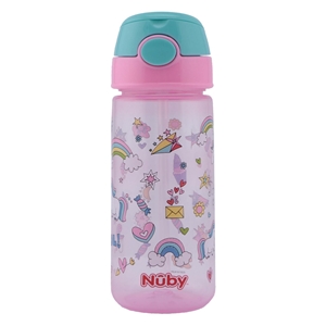 Nuby Παγούρι Soft Straw Push Cup 540ml Pink Unicorn