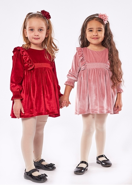 Εβίτα Fashion Παιδικό Βελουτέ Φόρεμα, Ροζ