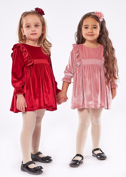Εβίτα Fashion Παιδικό Βελουτέ Φόρεμα, Κόκκινο