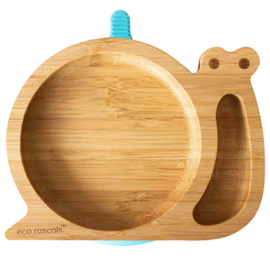 Eco Rascals Πιάτο Bamboo με Χωρίσματα και Σιλικόνη Snail Blue