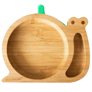 Eco Rascals Πιάτο Bamboo με Χωρίσματα και Σιλικόνη Snail Green