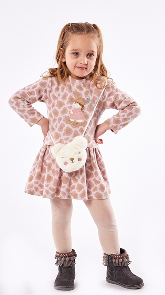 Εβίτα Fashion Παιδικό Φόρεμα Με Τσαντάκι Τύπωμα , Ροζ
