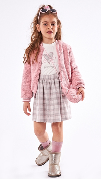 Εβίτα Fashion Παιδικό Σετ 3Τμχ Φούστα Καρώ, Ροζ