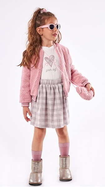 Εβίτα Fashion Παιδικό Σετ 3Τμχ Φούστα Καρώ, Ροζ