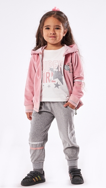Εβίτα Fashion Παιδικό Σετ 3Τμχ Φόρμα Βελουτέ, Ροζ