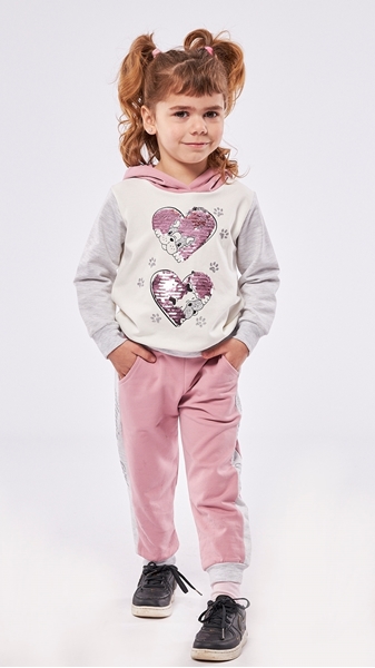 Εβίτα Fashion Παιδικό Σετ Φόρμας Καρδούλες, Ροζ