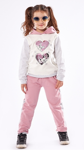 Εβίτα Fashion Παιδικό Σετ Φόρμας Καρδούλες, Ροζ