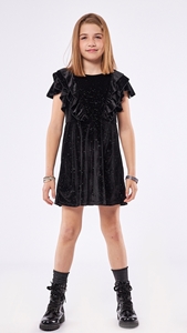 Εβίτα Fashion Φόρεμα Αμπιγιέ Βελουτέ Γυαλιστερό, Μαύρο