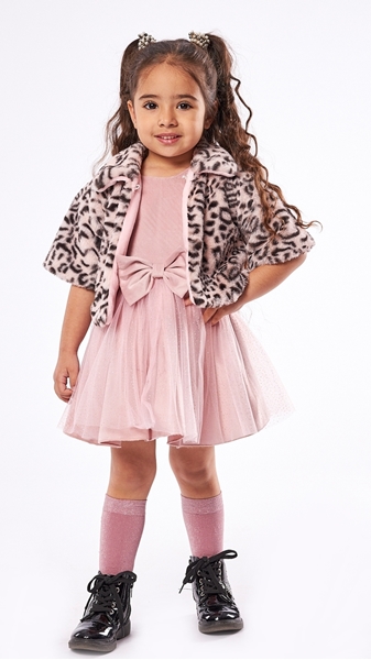 Εβίτα Fashion Σετ Παιδικό Φόρεμα Με Γούνινο Μπολερό, Ροζ 