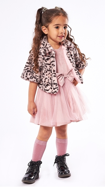 Εβίτα Fashion Σετ Παιδικό Φόρεμα Με Γούνινο Μπολερό, Ροζ 