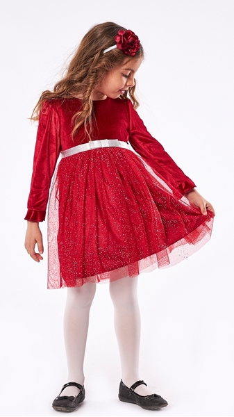 Εβίτα Fashion Παιδικό Φόρεμα Βελουτέ, Κόκκινο