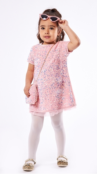 Εβίτα Fashion Παιδικό Φόρεμα Με Παγιέτες, Ροζ