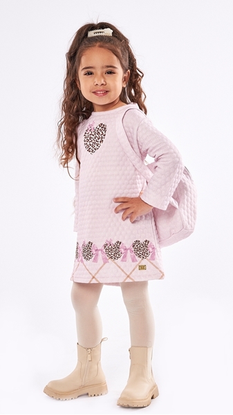 Εβίτα Fashion Παιδικό Φόρεμα Καπιτονέ Με Τσαντάκι, Ροζ 