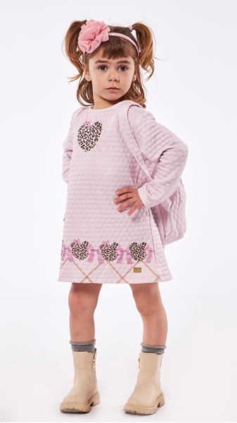 Εβίτα Fashion Παιδικό Φόρεμα Καπιτονέ Με Τσαντάκι, Ροζ 