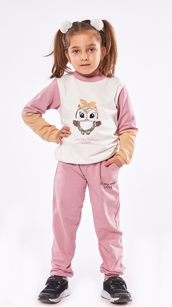 Εβίτα Fashion Παιδικό Σετ Φόρμας Owl, Ροζ