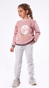 Εβίτα Fashion Παιδικό Σετ Φόρμας Κουκουβάγιες, Ροζ 