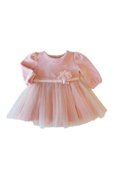  Sweet Baby Bebe Φόρεμα Βελούδο Με Τούλι, Ροζ 
