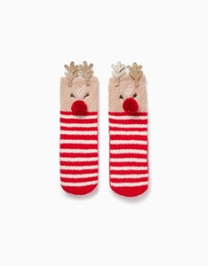  Zippy Χριστουγεννιάτικη Αντιολισθητική Κάλτσα, Κόκκινο 