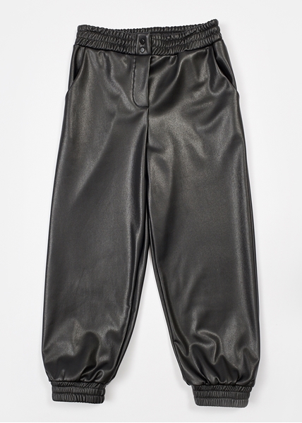 Εβίτα Fashion Παντελόνι Δερματίνη Cargo, Μαύρο 