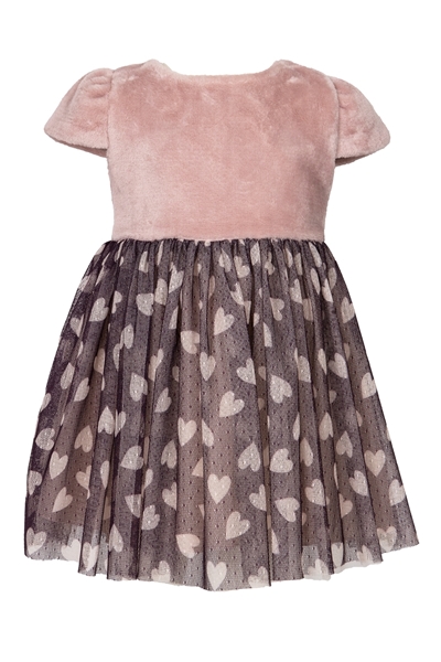 M&B Fashion Παιδικό Αμπιγιέ Φόρεμα Με Γουνάκι , Ροζ