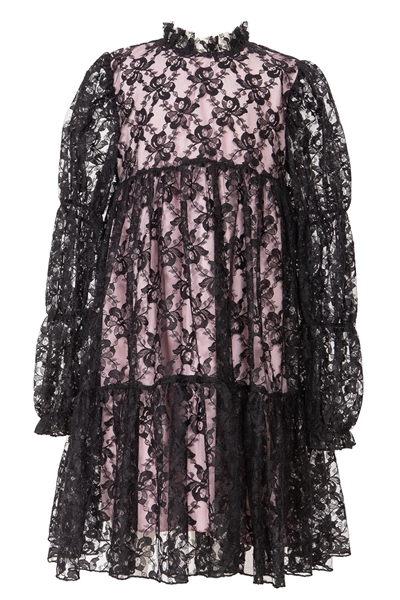 M&B Fashion Αμπιγιέ Φόρεμα Δαντέλα, Μαύρο