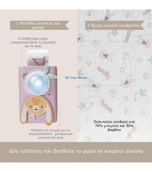 Taf Toys Bunny Soother & Swaddle Set Cry Sensor