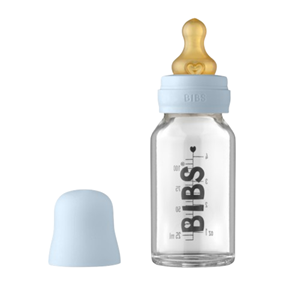 Bibs Ολοκληρωμένο Σετ Γυάλινο Μπιμπερό Latex Baby Blue 110ml