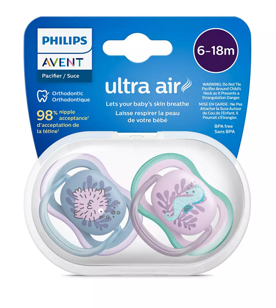 Philips Avent Πιπίλα Ultra Air, 6-18 μηνών+, Ψάρι/Ιππόκαμπος (2 τεμάχια)