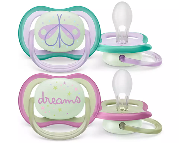 Philips Avent Πιπίλα Ultra Air Night, 0-6μηνών+, Dreams/Butterfly (2 τεμάχια)