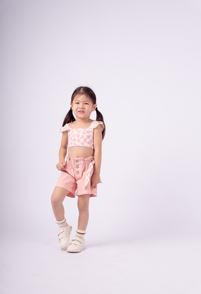 Εβίτα Fashion Παιδικό Σετ Καρδιές Σόρτς Τζιν , Ροζ 